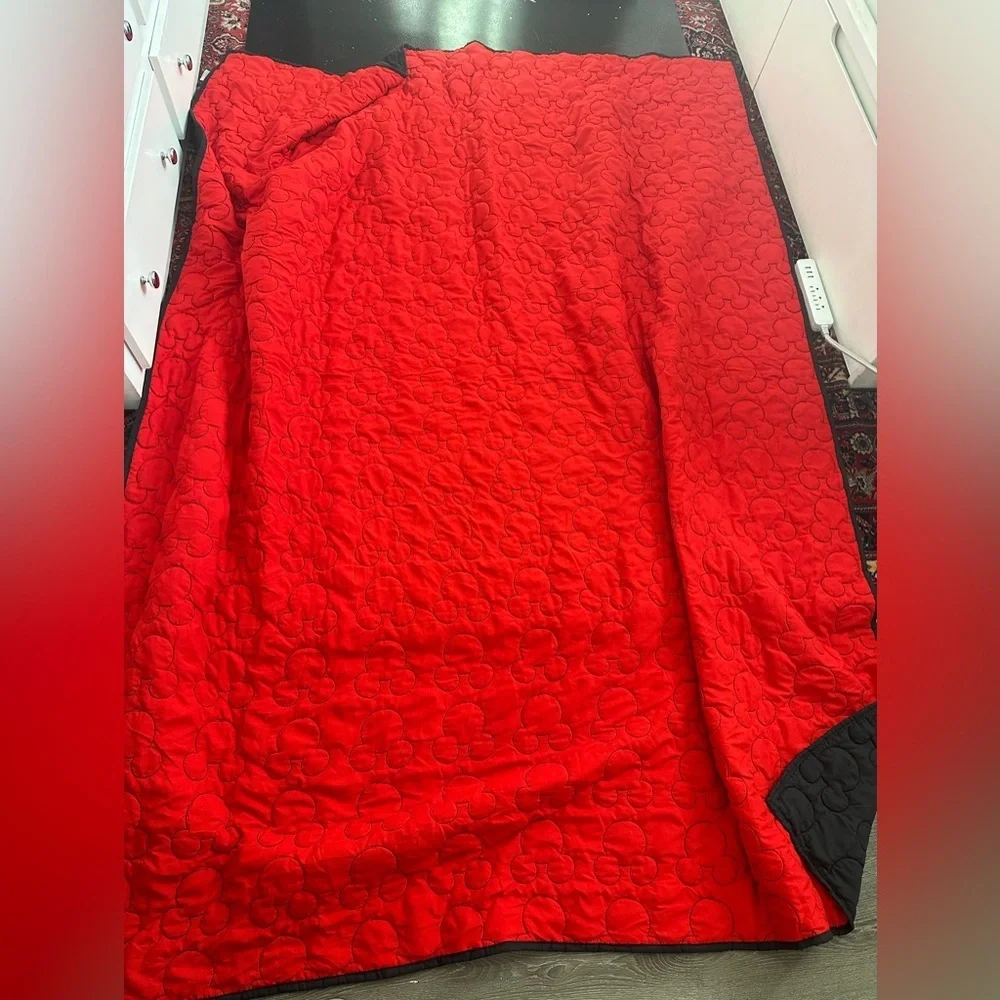 Disney Red Quilted Comforter with Subtle Stitch Motif